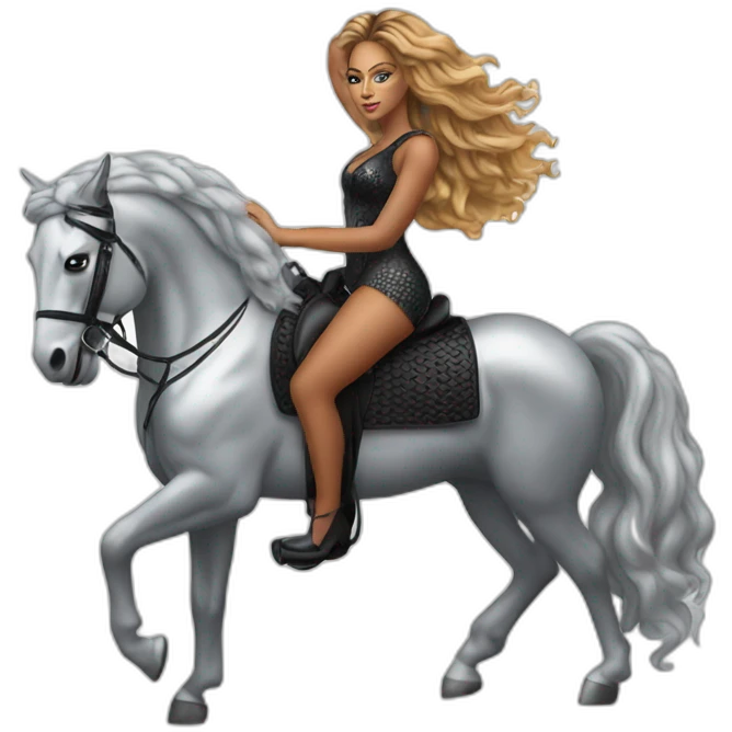 Beyonce on a silver horse emoji