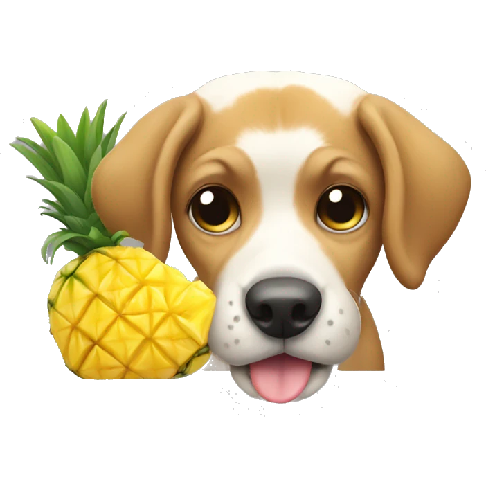Dog eating pineapple emoji