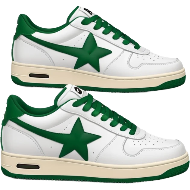 Сделай кроссовки BAPE STA белые с темно-зелеными  emoji
