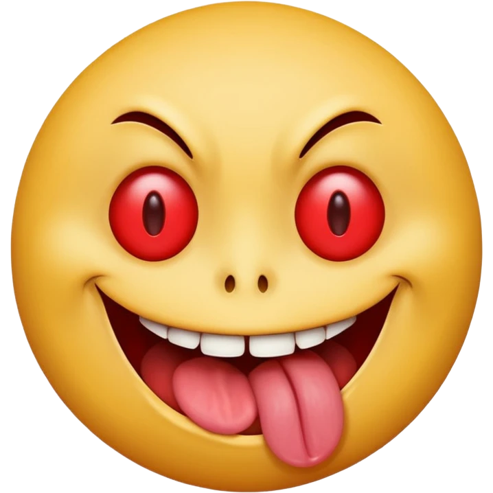 Insane smiley face who’s greedy and has red tired eyes evil with tongue out  emoji