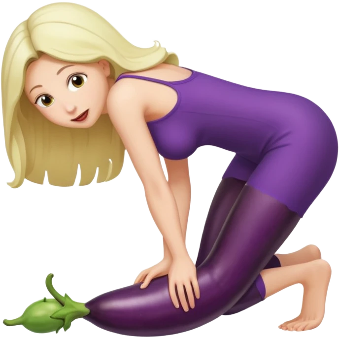  Woman nude bending over bed showing eggplant coming out of vagina emoji