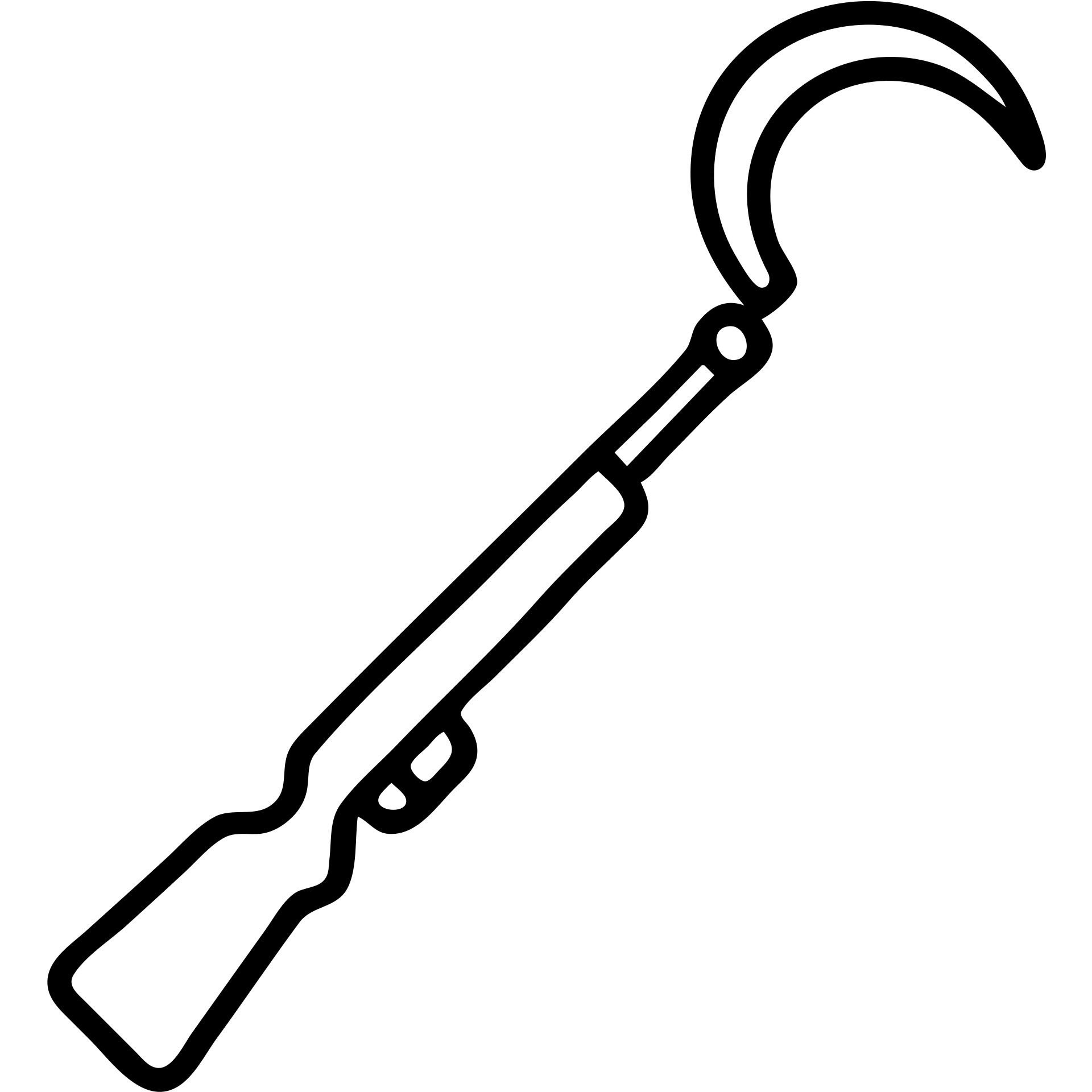 A sickle attached to the end of a rifle as a bayonet weapon emoji