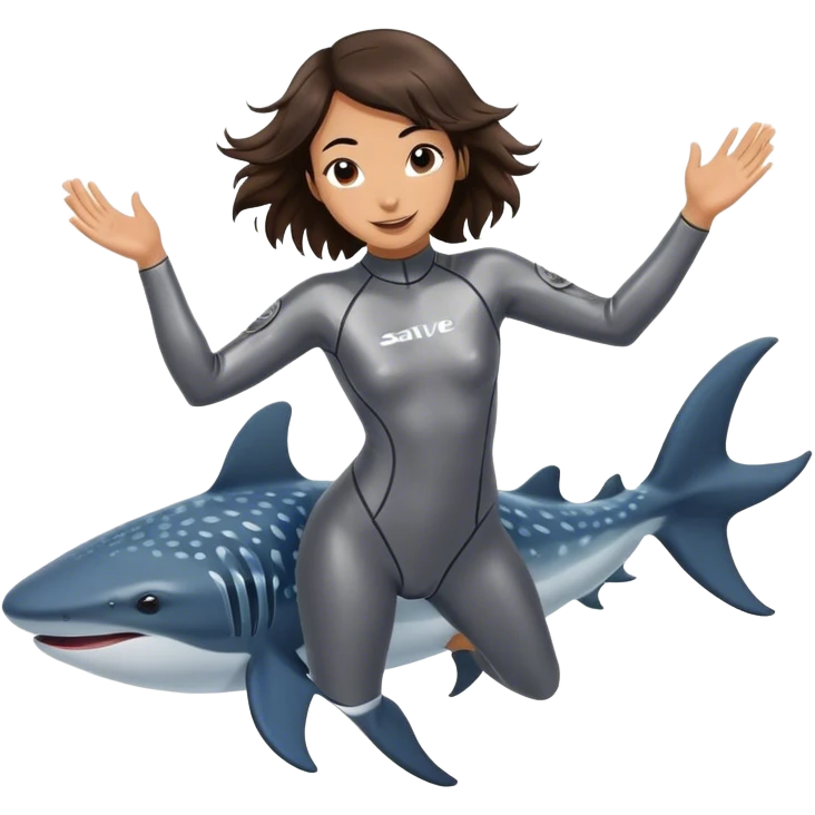 Dancing with whale sharks in a silver wetsuit from save ocean
The brunette female diver emoji
