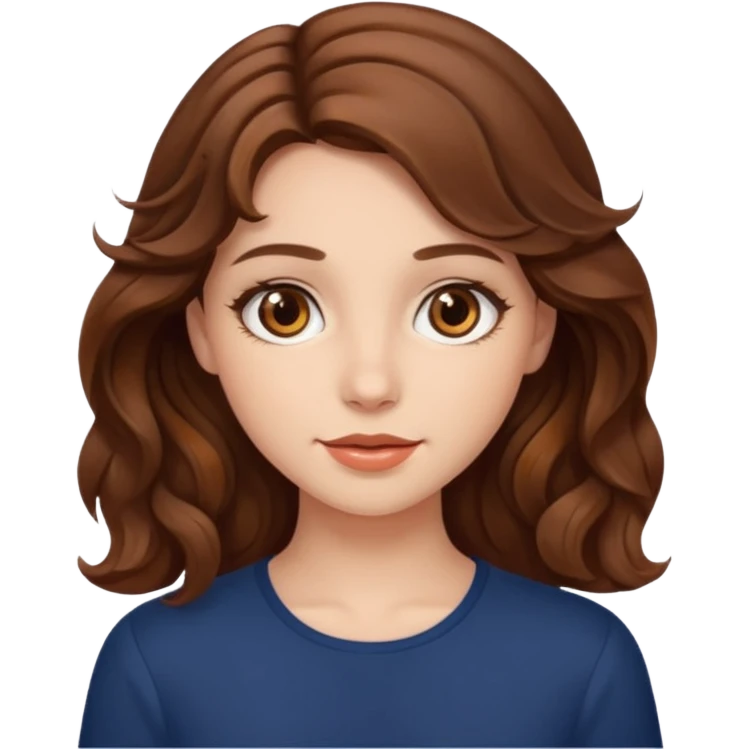 a beautiful girl with wavy volumes brown hazel hair, she has brown eyes  emoji
