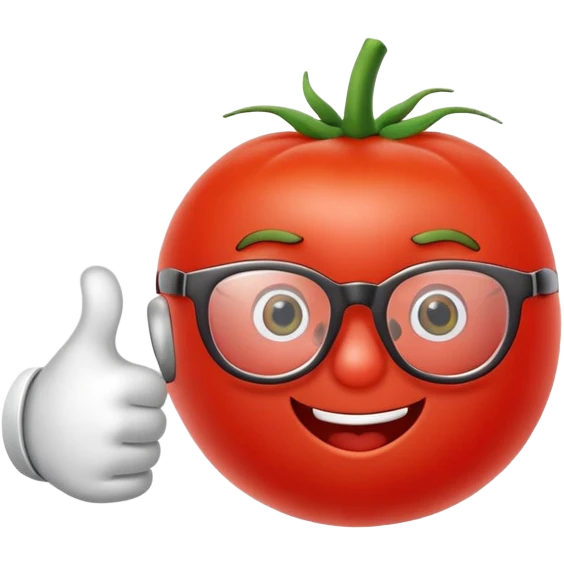Tomato with glases and thumbs up emoji