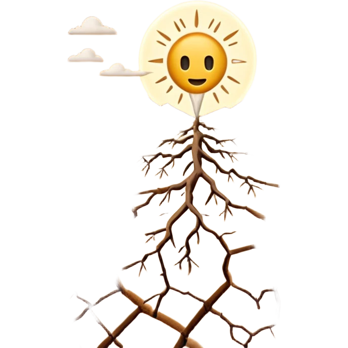 3D render of Drought Crack, miniature weather phenomenon, volumetric particle effects, parched brown earth ground texture, emoji style, isolated on white background --v 6.0. emoji