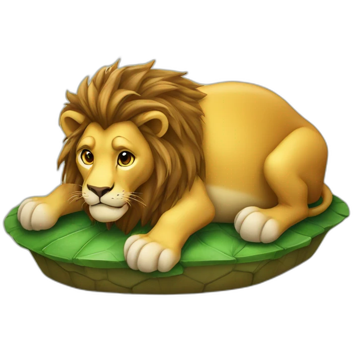 Lion sur tortue emoji