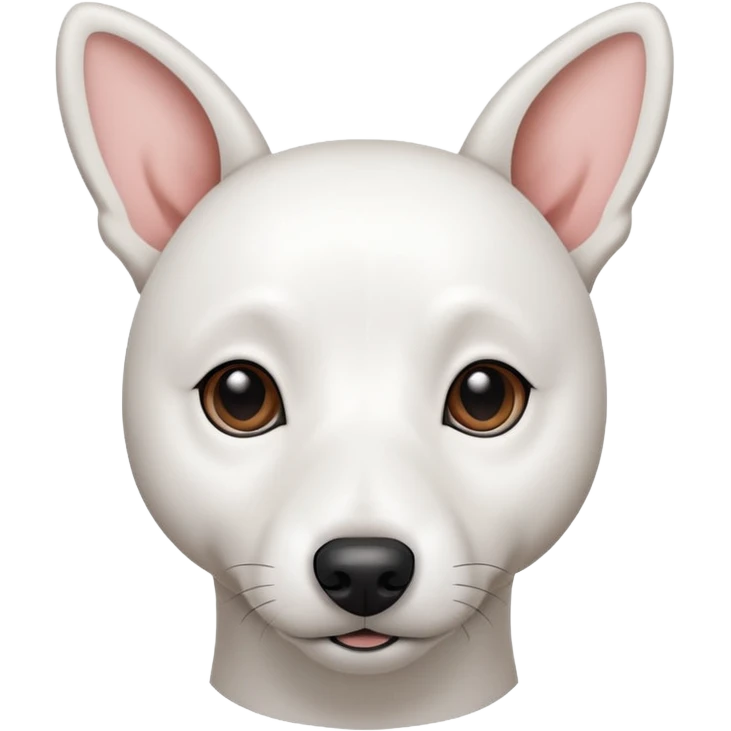 a fully white jack russell the size of a kelpie with floppy ears and a half white face emoji