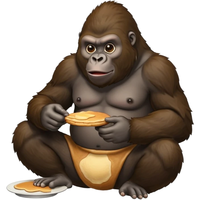 gorilla eating pancakes while pooping emoji