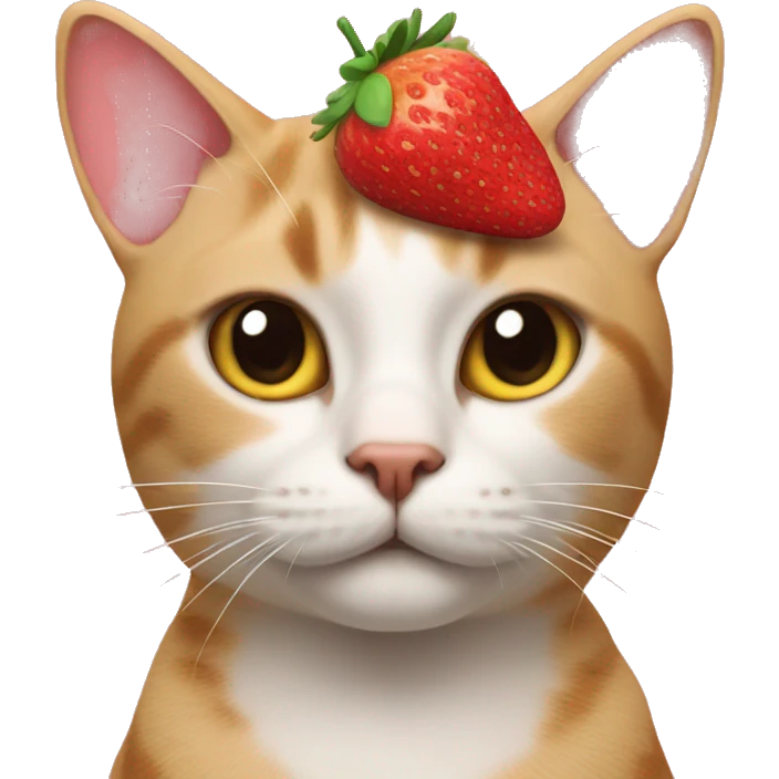 Cat with a strawberry on her head  emoji