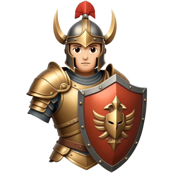 Powerful guardian warrior with shield and armor emoji