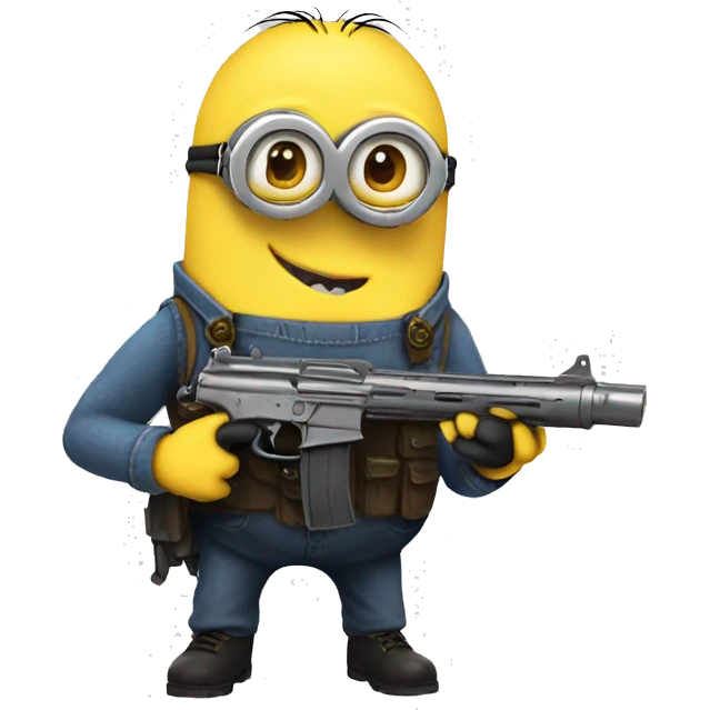 A minion with a gun emoji