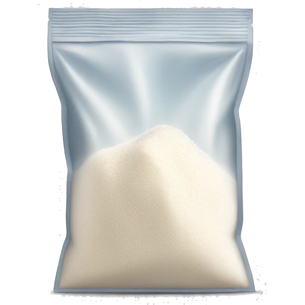Clear ziplock bag with ground white flour inside emoji