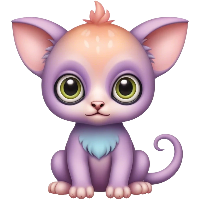 Adorable colorful baby pastel edgy animal-hybrid, full body, big Eyes emoji