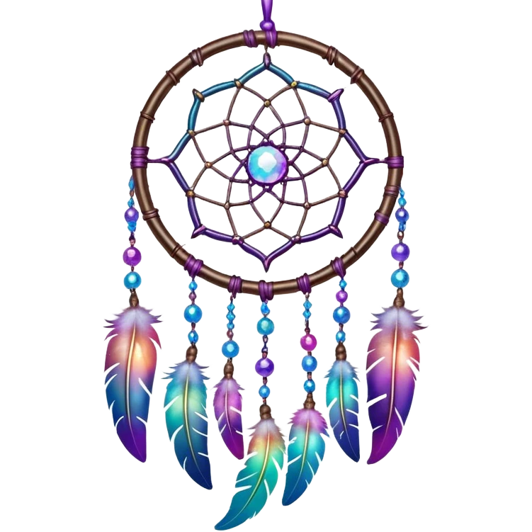 Iridescent nebula Dreamcatcher-suncatcher hanging from a thread emoji
