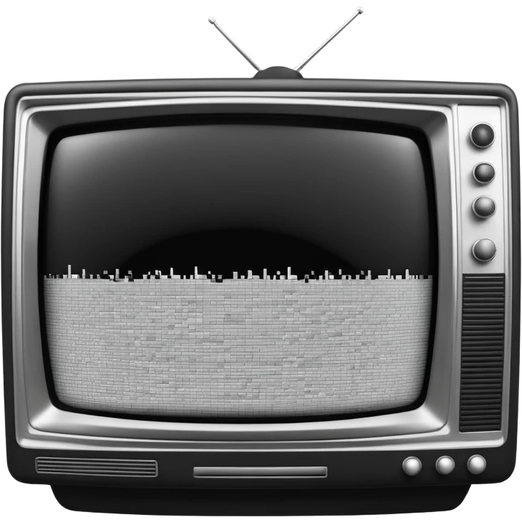 3D render of Static TV, digital glitch art aesthetic, data corruption visual, retro TV screen showing black and white noise, pixelated distortion, emoji style, isolated on white background --v 6.0. emoji