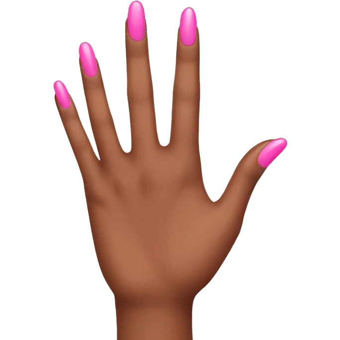Brown skin hand with short pink nails emoji