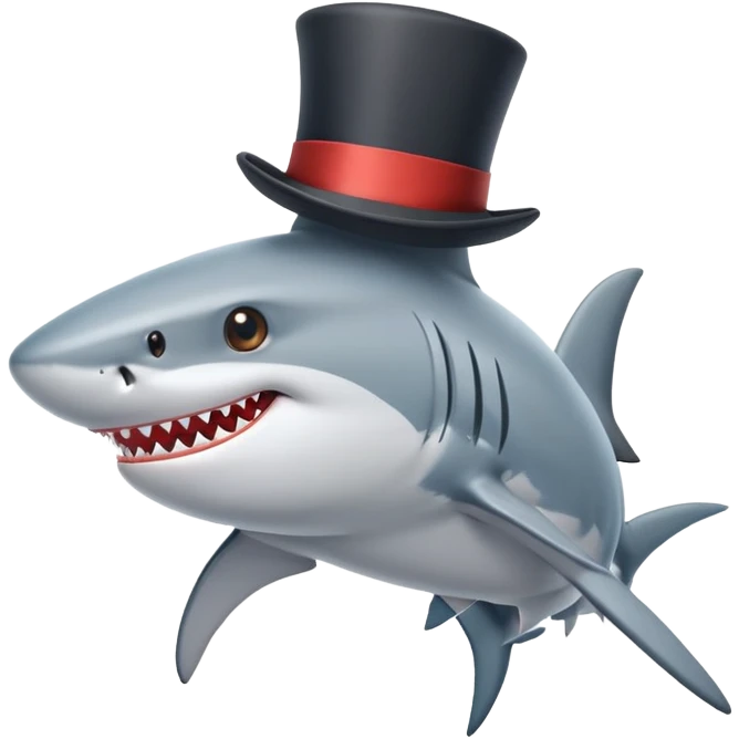 Shark with a top hat emoji