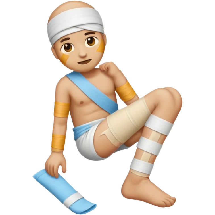 сделай на белом фото эмодзи человечек с ногой забинтованной  emoji