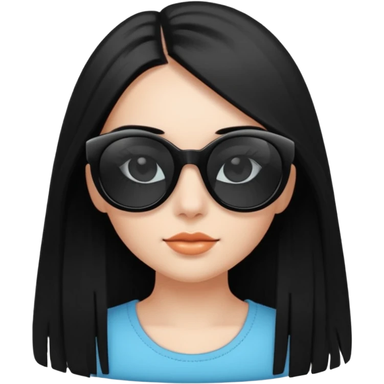 Génère moi un emoji d’une fille avec des lunettes noire et des cheveux lisse attaché avec des cils mi-long  emoji