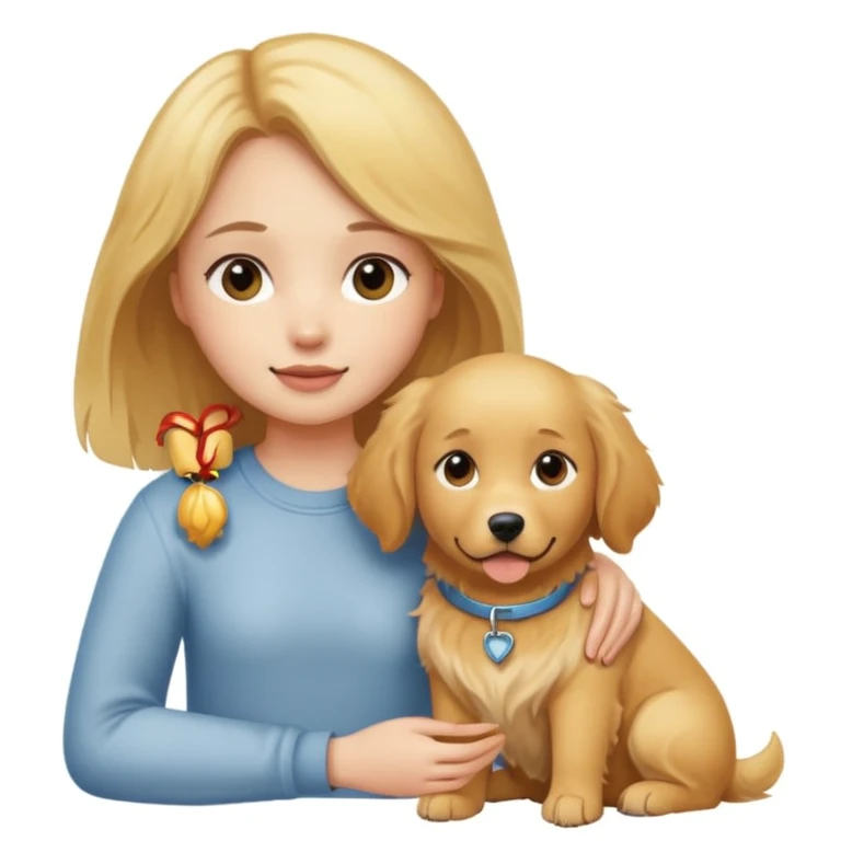 girl and her pet dog emoji
