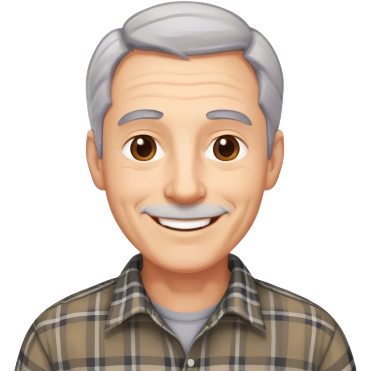 smiling guy in plaid shirt grey hair emoji
