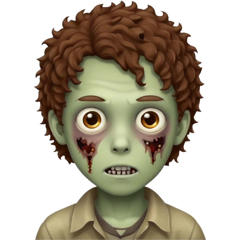 boy zombie teen with brown curly hair emoji