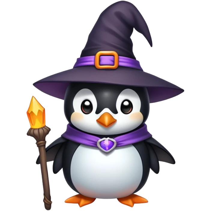 Cute penguin with witch outfit  emoji