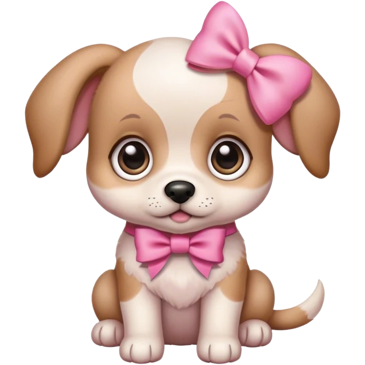 puppy with big eyes and a pink bow emoji