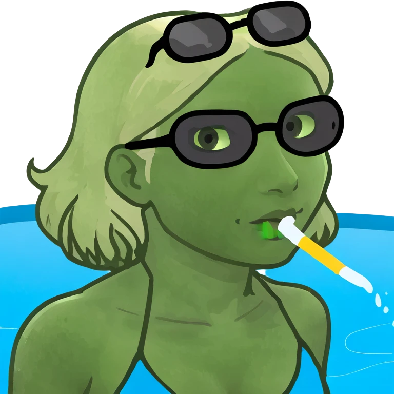 beautiful blonde girl swim in pool emoji