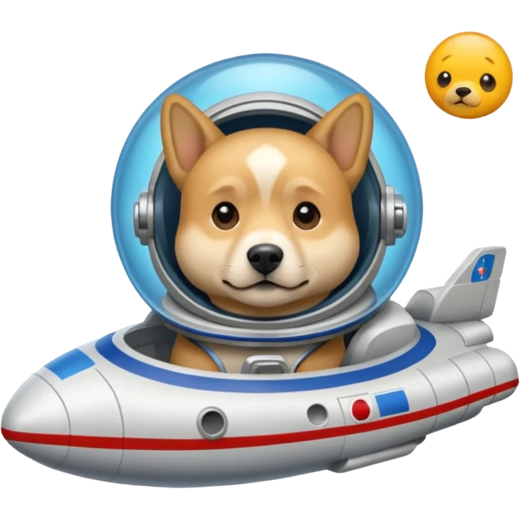 perro rubio sentado de nave espacial emoji