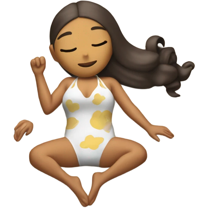 laying down full body Ariana Grande sleeping one piece swim suiting emoji