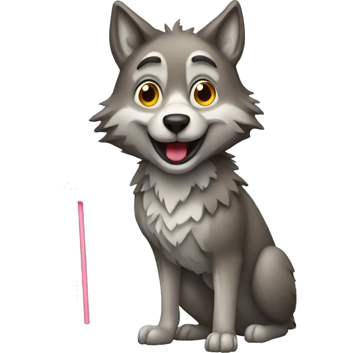 wolf with lollipop emoji