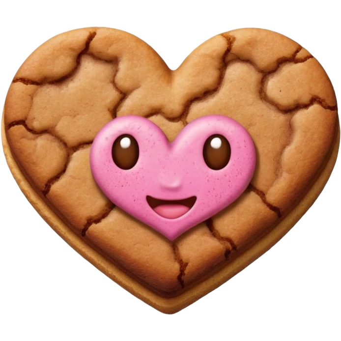 snicker doodle cookie with cinnamon powder on top in a heart shape cookie emoji