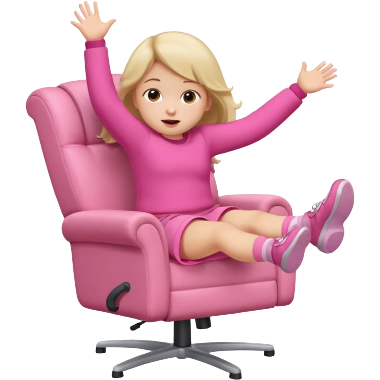 Little Girl fat but not too fat falling off of a chair half in the air chair with pink clothes on emoji