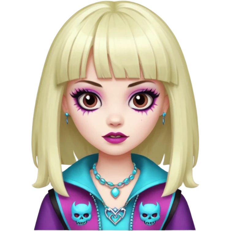 quero uma menina de franja parecendo uma monster h emoji
