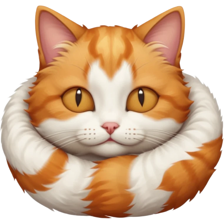 ginger and white small cat curled up with head upside down with eyes closed emoji