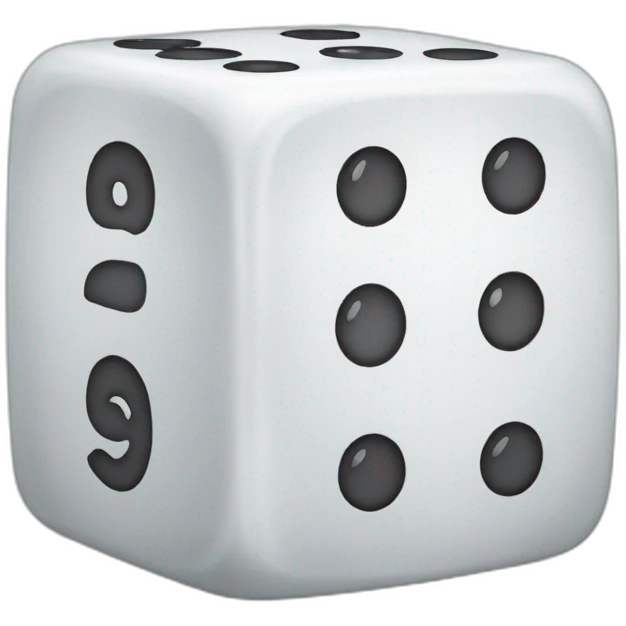 white dice with numbers 5, 3 and 4 on the faces emoji