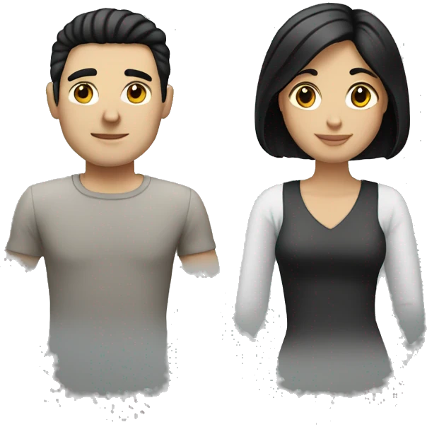 White couple with black hair emoji
