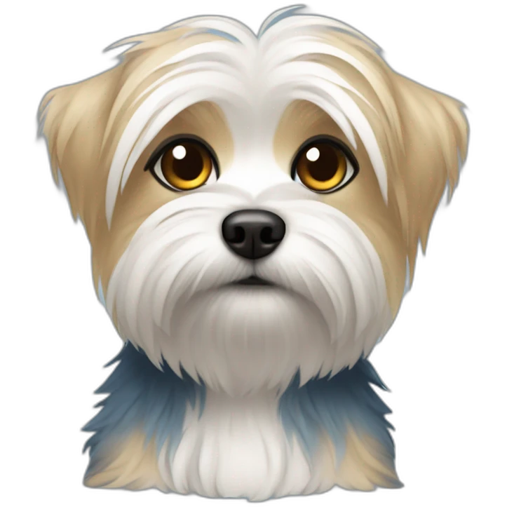 Sad morkie with blue tears emoji