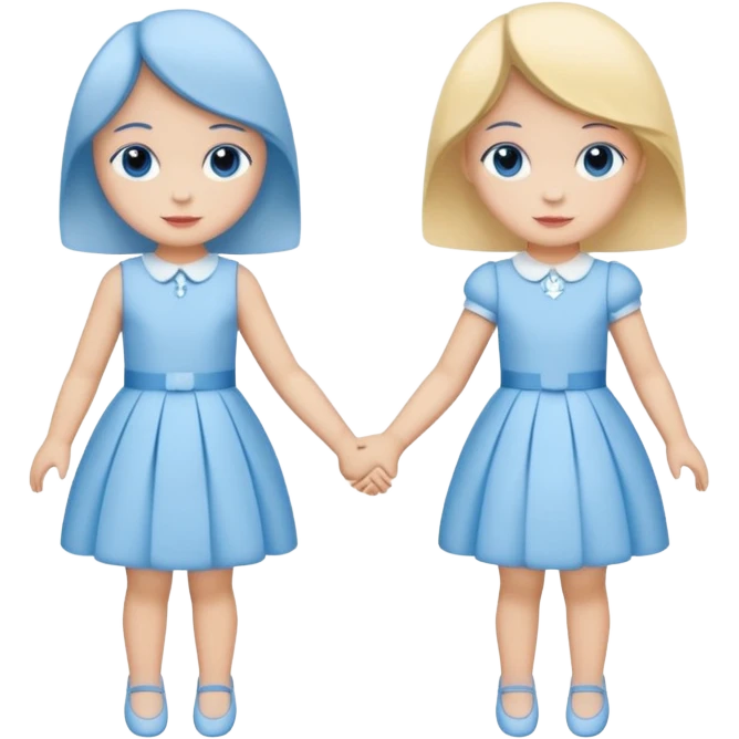 bonequinhos de papel azuis de mãos dadas emoji