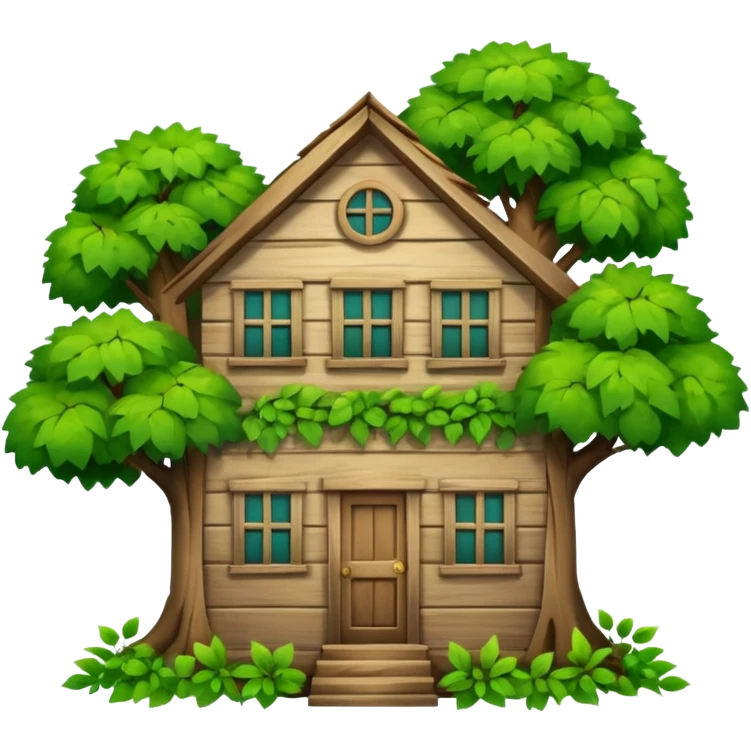 house covered by tree emoji