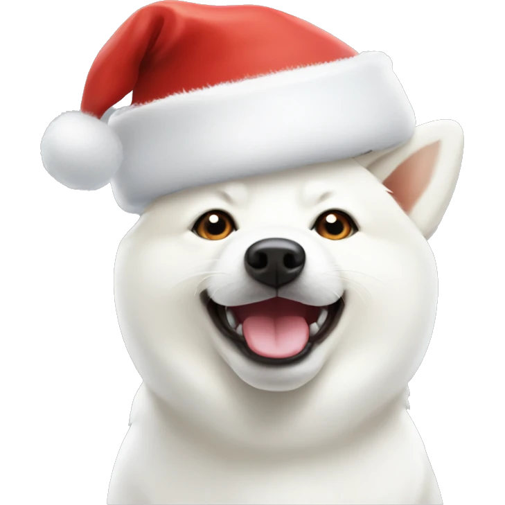 White Shiba Inu in Santa hat emoji