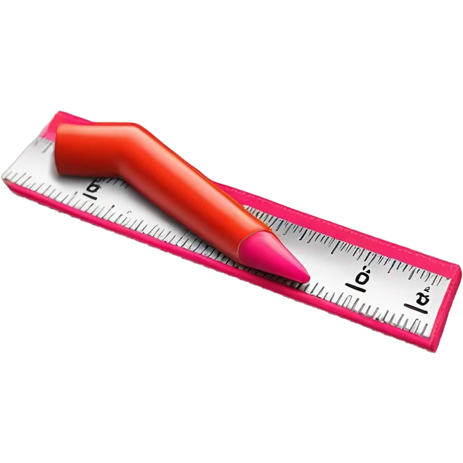a metric ruler with a kiss lipstick mark on it emoji