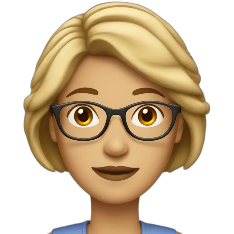a woman with fair bob hairstyle and glasses emoji