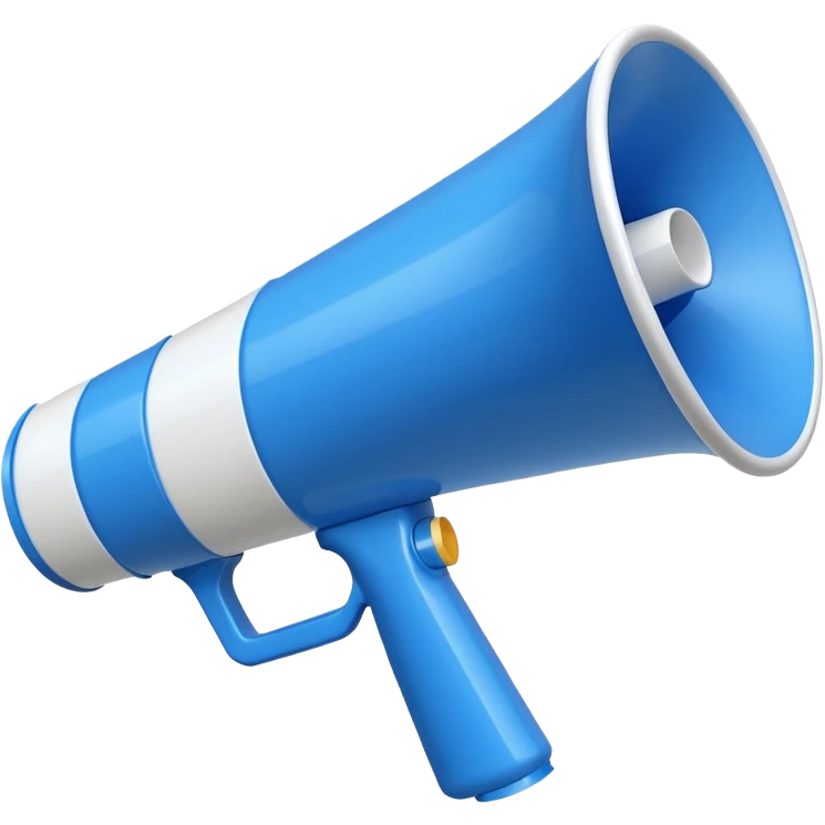 3d cartoonish blue and white megaphone  emoji