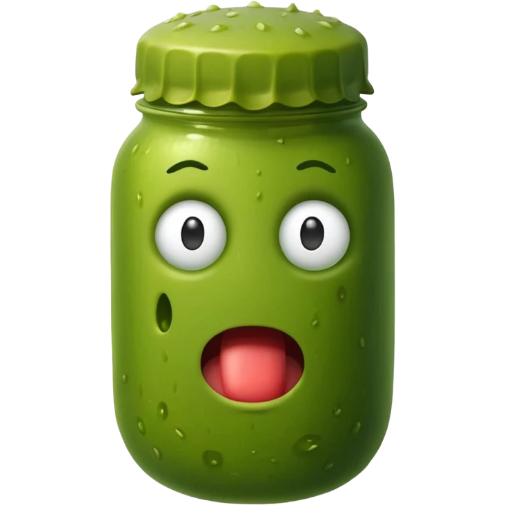Pickle with a face making a ￼ confused emoji