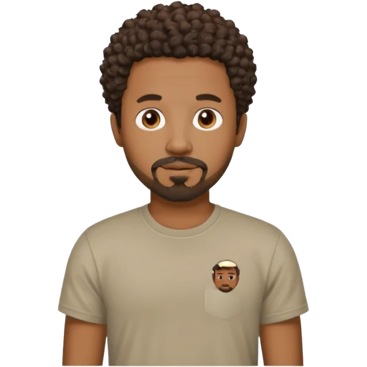Black male, short curly hair, goatee beard, casual style emoji
