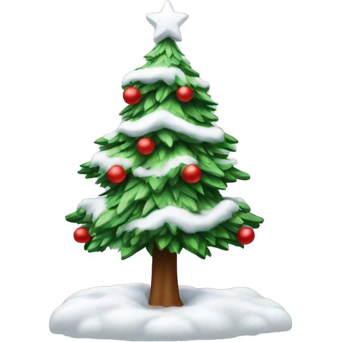 christmas tree with snow decorated with red bows  emoji