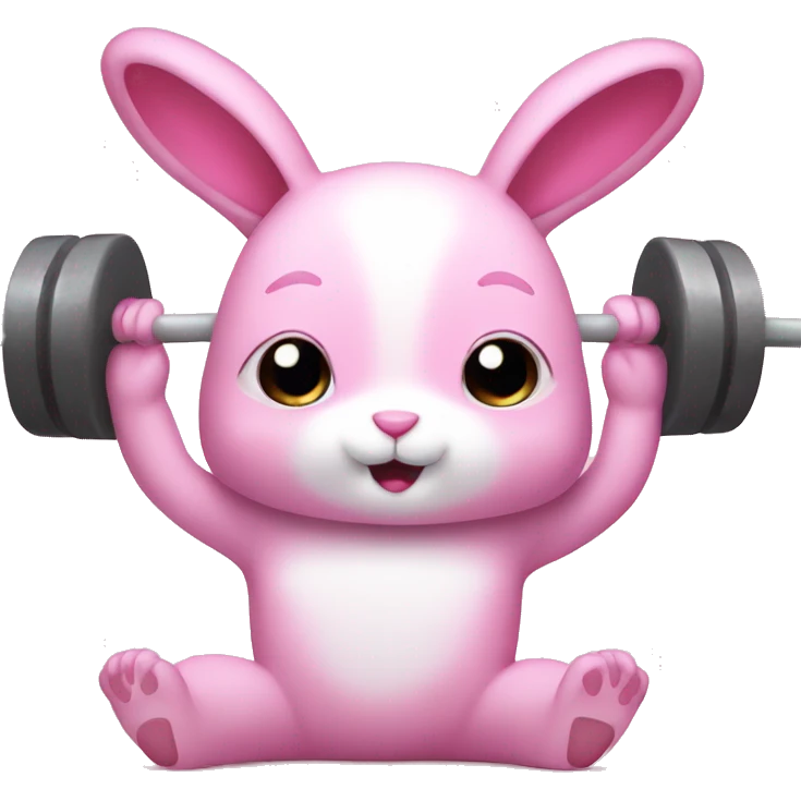 super cute pink rabbit that does gym emoji